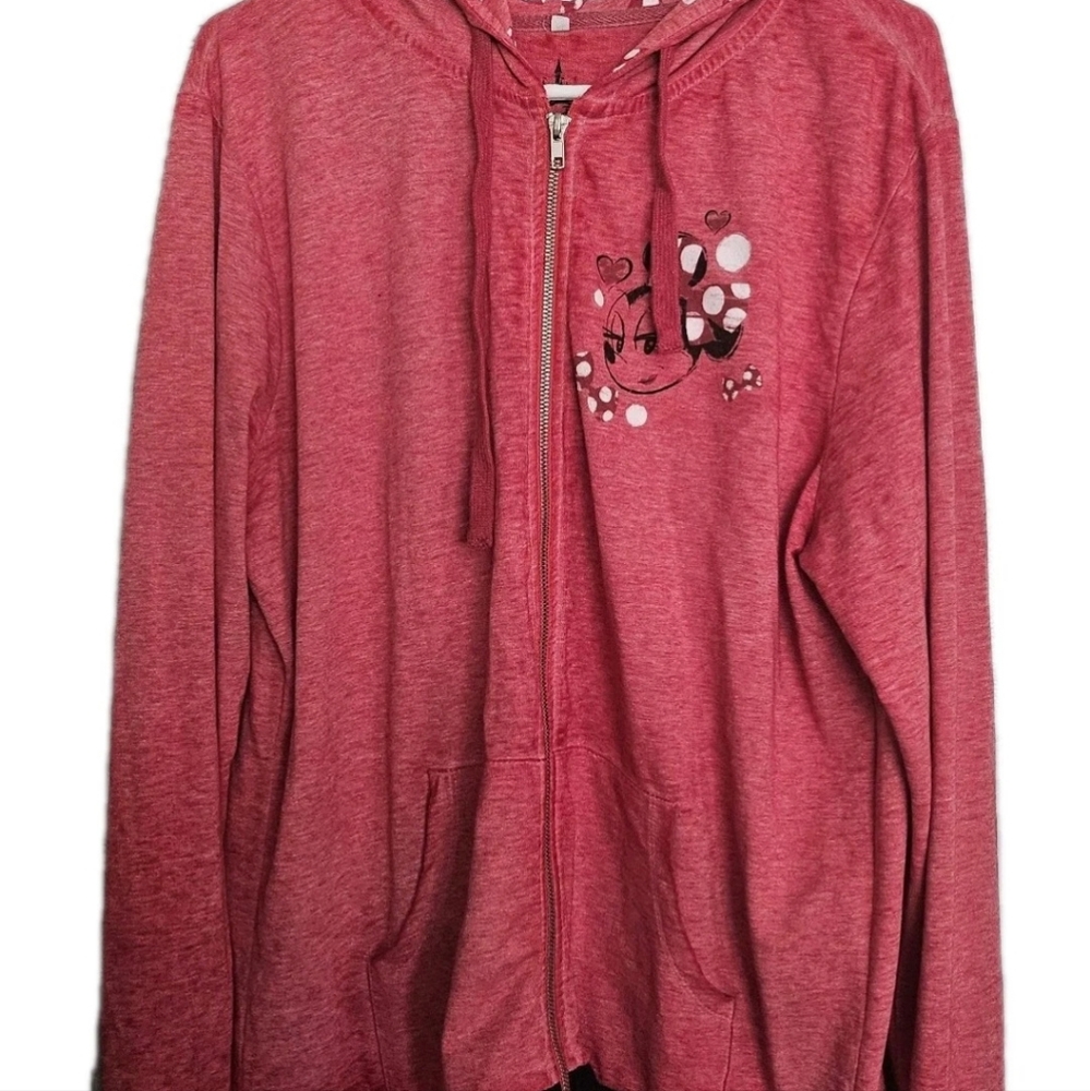 Disney Parks Minnie Mouse Graphic Hooded light  full-zip jacket Womens XL Red